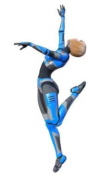 3D Rendering Female Robot on White Stock Illustration