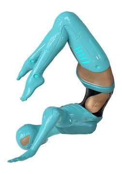 3D Rendering Female Robot on White Stock Illustration