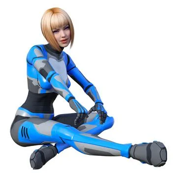 3D Rendering Female Robot on White Illustrazione stock
