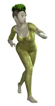 3D Rendering Female Robot on White Stock Illustration