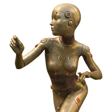 3D Rendering Female Robot on White Stock Illustration