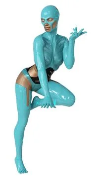 3D Rendering Female Robot on White Stock Illustration