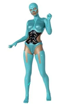 3D Rendering Female Robot on White Stock Illustration