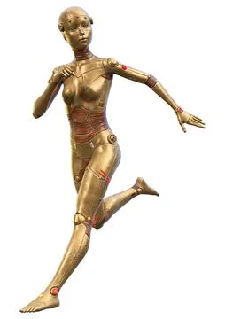 3D Rendering Female Robot on White Stock Illustration