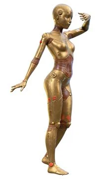 3D Rendering Female Robot on White Illustrazione stock