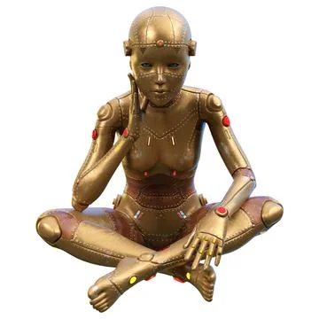 3D Rendering Female Robot on White Illustrazione stock