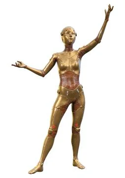 3D Rendering Female Robot on White Stock Illustration