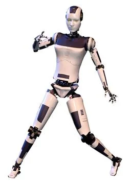3D Rendering Female Robot on White Stock Illustration