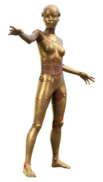 3D Rendering Female Robot on White Stock Illustration