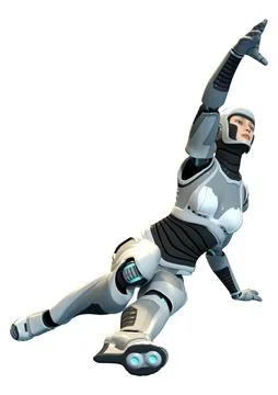 3D Rendering Female Robot on White Stock Illustration