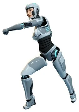3D Rendering Female Robot on White Illustrazione stock
