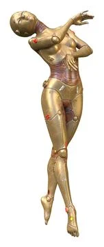 3D Rendering Female Robot on White Stock Illustration