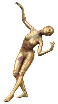 3D Rendering Female Robot on White Stock Illustration
