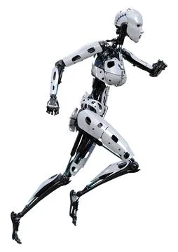 3D Rendering Female Robot on White Stock Illustration