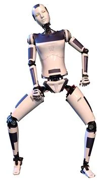 3D Rendering Female Robot on White Stock Illustration