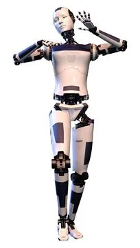 3D Rendering Female Robot on White Stock Illustration
