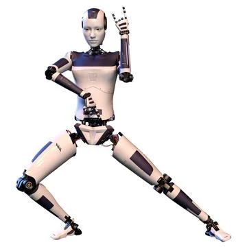 3D Rendering Female Robot on White Stock Illustration