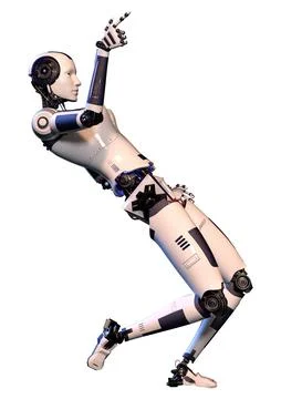 3D Rendering Female Robot on White Stock Illustration