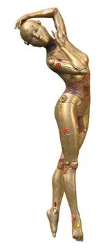 3D Rendering Female Robot on White Illustrazione stock