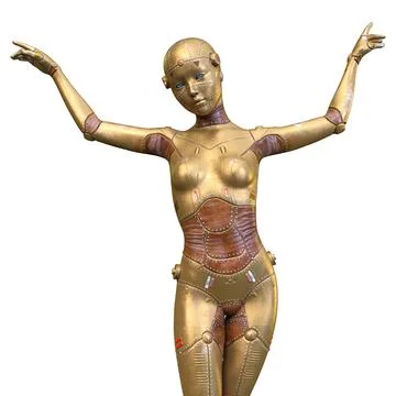 3D Rendering Female Robot on White Illustrazione stock