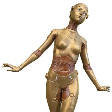 3D Rendering Female Robot on White Illustrazione stock