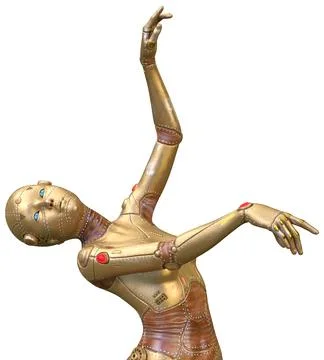3D Rendering Female Robot on White Illustrazione stock