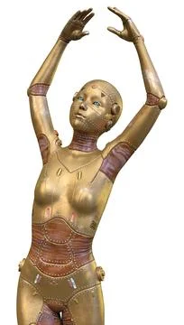 3D Rendering Female Robot on White Illustrazione stock