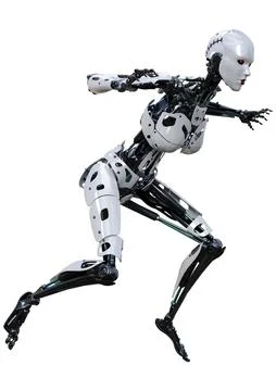 3D Rendering Female Robot on White 库存插图