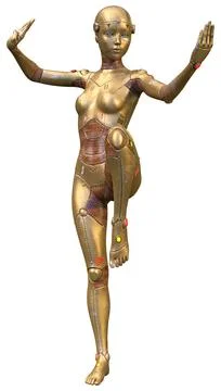 3D Rendering Female Robot on White Illustrazione stock