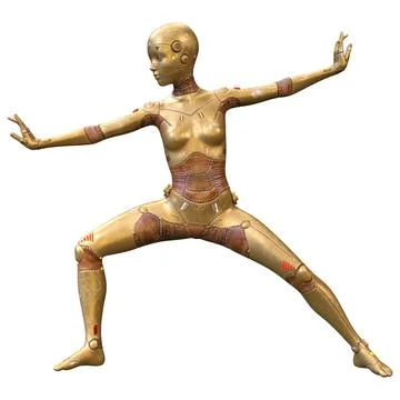 3D Rendering Female Robot on White Illustrazione stock