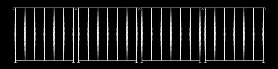 3d rendering of a  fence railing design on a black background Stock Illustration