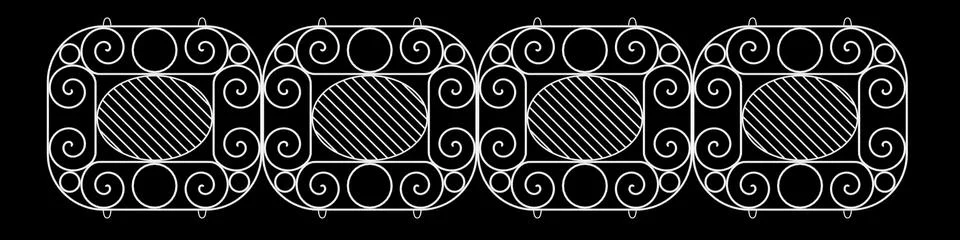 3d rendering of a  fence railing design on a black background Stock Illustration