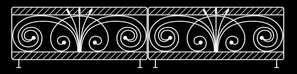 3d rendering of a  fence railing design on a black background Stock Illustration
