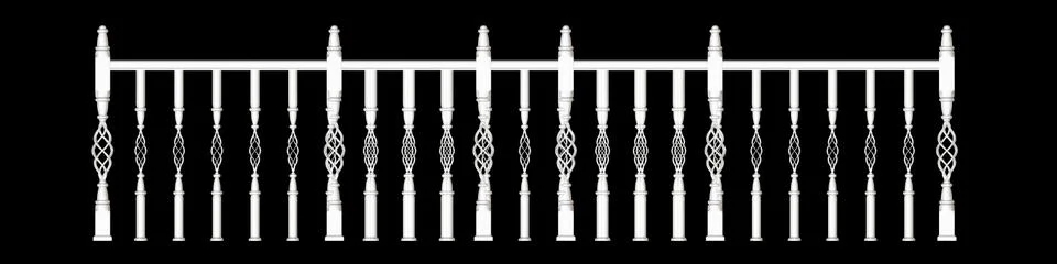 3d rendering of a  fence railing design on a black background Stock Illustration