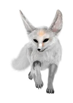 3D Rendering Fennec Fox on White Stock Illustration