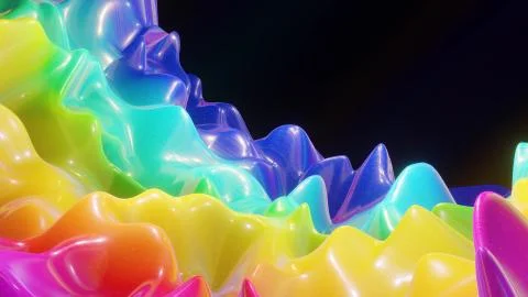 3d rendering. Festive abstract liquid rainbow color gradient background Stock Illustration