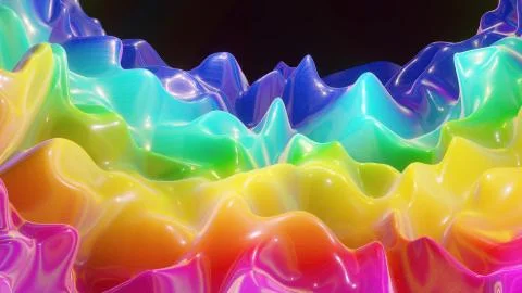 3d rendering. Festive abstract liquid rainbow color gradient background Stock Illustration