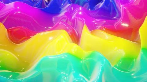 3d rendering. Festive abstract liquid rainbow color gradient background Stock Illustration