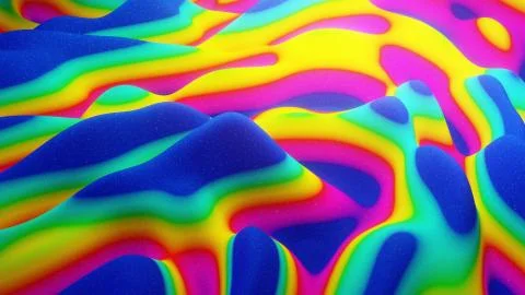 3d rendering. Festive abstract liquid rainbow color gradient background Stock Illustration