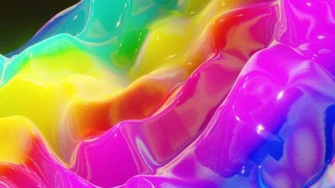 3d rendering. Festive abstract liquid rainbow color gradient background Stock Illustration