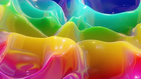 3d rendering. Festive abstract liquid rainbow color gradient background Stock Illustration