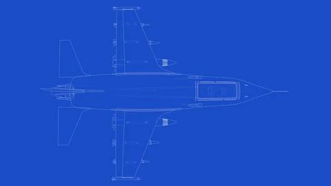 3d rendering of a fighter jet blueprint Stock-Illustration
