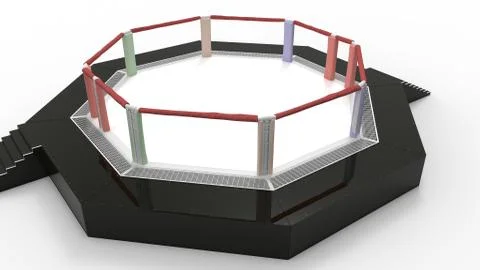 3d rendering of a fighting mma ring cage isolated in studio background Stock Illustration