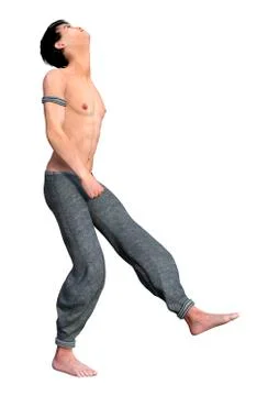 3D Rendering Fighting Monk on White Stock Illustration