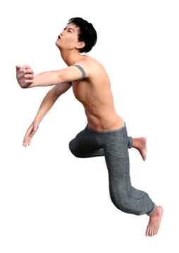 3D Rendering Fighting Monk on White Stock Illustration