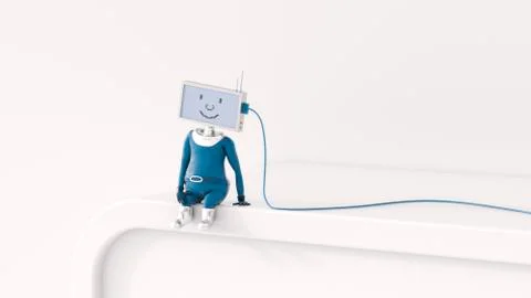 3D Rendering, Figurine charging, artificial intelligence イラスト素材