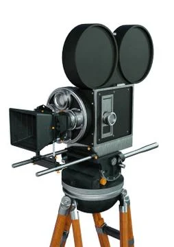 3D Rendering Filmmaker Movie Camera on White Stock Illustration