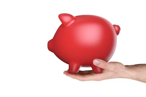 3D Rendering of Finance Concept  with Red Piggy Bank Ilustração Stock