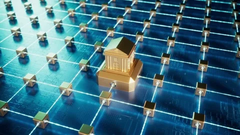 3D Rendering of Financial System and Blockchain Network Concepts Vídeo Stock 335131396