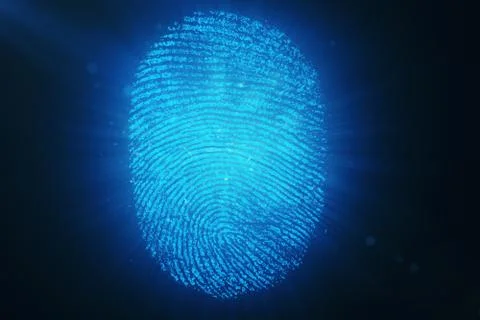 3D rendering Fingerprint Scanning Identification System. Fingerprint scan Stock Illustration